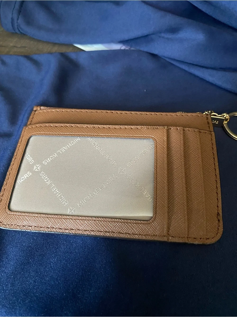 Michael Kors Chestnut Brown Leather Zip Card Holder with Key Ring